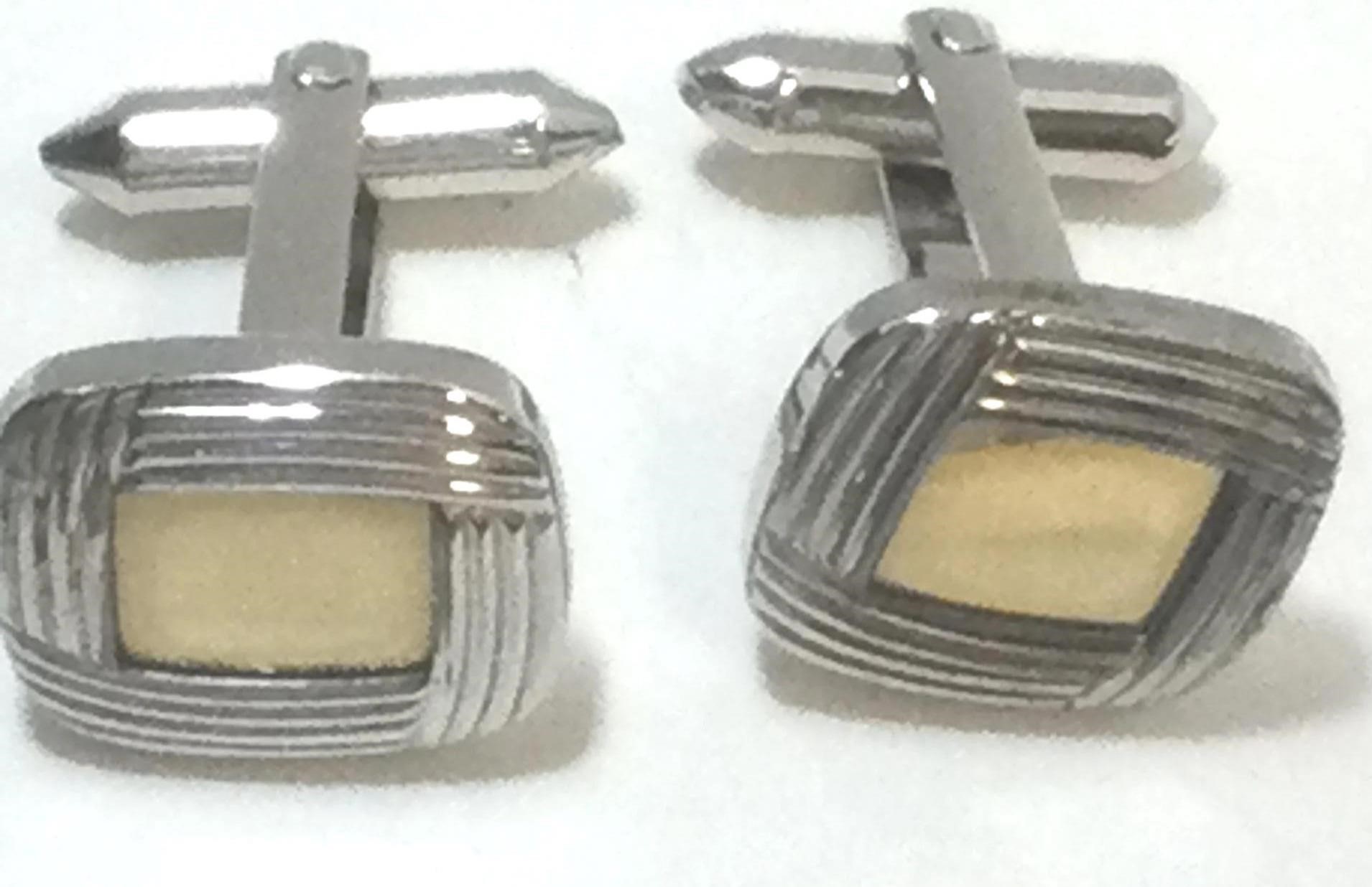 14 Kt. Gold and Sterling Silver Cufflinks