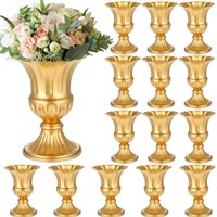 Rtteri 16 Pcs Gold Flower Urn Metal Vases Bulk fo