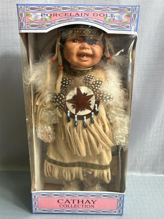 Porcelain Native American Doll Cathay