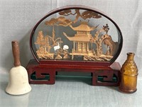Chinese Hand Carved Cork Glass Enclosed