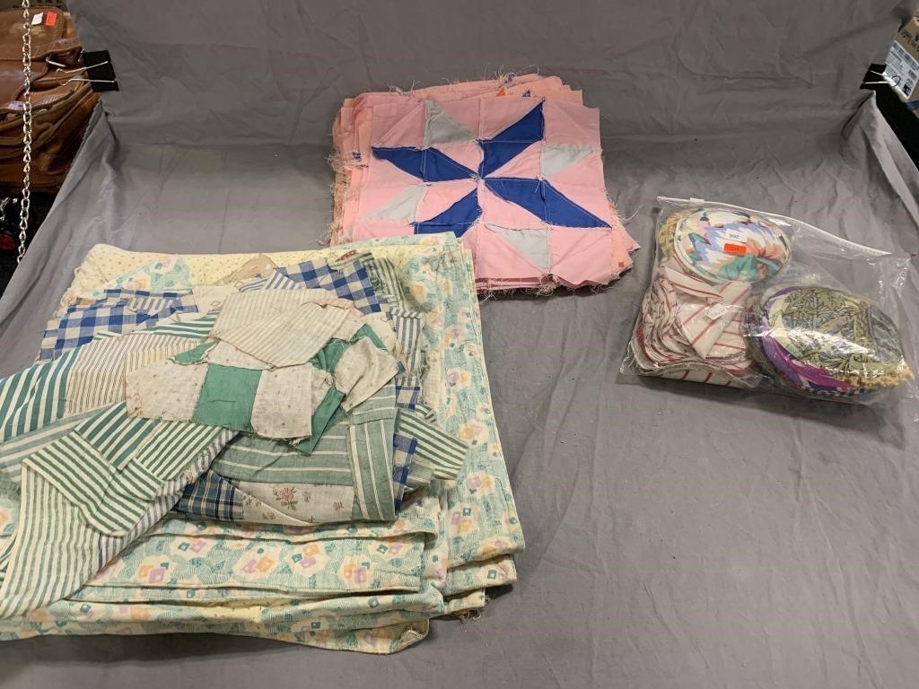 Lot of Fabrics, Patches, and Quilt Pieces