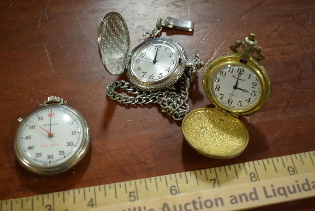 Two Pocket Watches & a Stop Watch