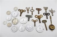 Vintage Clock Keys & Faces