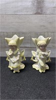 2 Vintage Bisque Figural Vases One Has Chip On Top