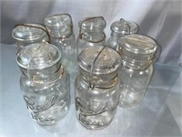 7 Glass Quart Ball Canning Jars with Glass