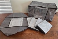 6 Fabric Zippered Storage Totes with Handles