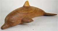LARGE CARVED WOOD DOLPHIN SCULPTURE