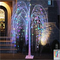 Pooqla 240 LED 5FT Colorful Lighted Willow Tree,