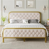 Feonase Queen Bed Frame, Upholstered Platform Bed