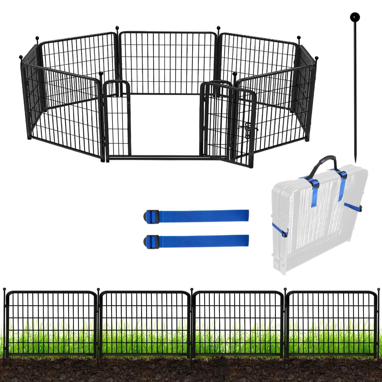 ADAVIN Garden Fence with Gate 24in(H)×20 Ft(L) 8