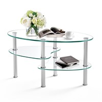 Nidouillet 3 Tier Tempered Glass Table with Glass