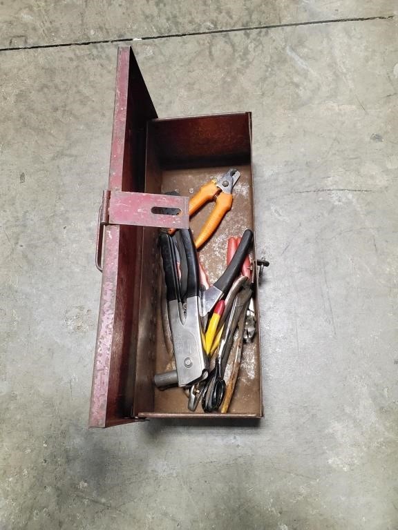 Metal Toolbox with Assorted Tools