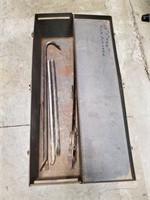 Metal Toolbox with Prybars & Saw