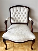 UPHOLSTERED BUTTON BACK ARM CHAIR