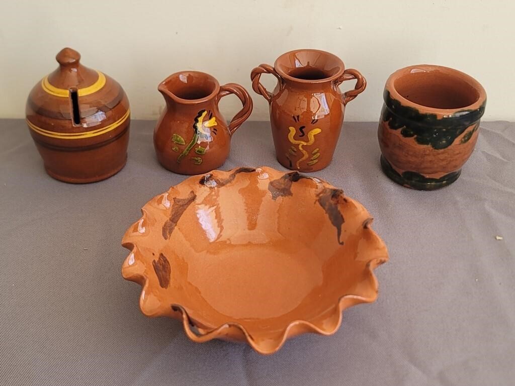 5 Breininger Pottery Redware