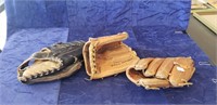 (3) Assorted Baseball Gloves