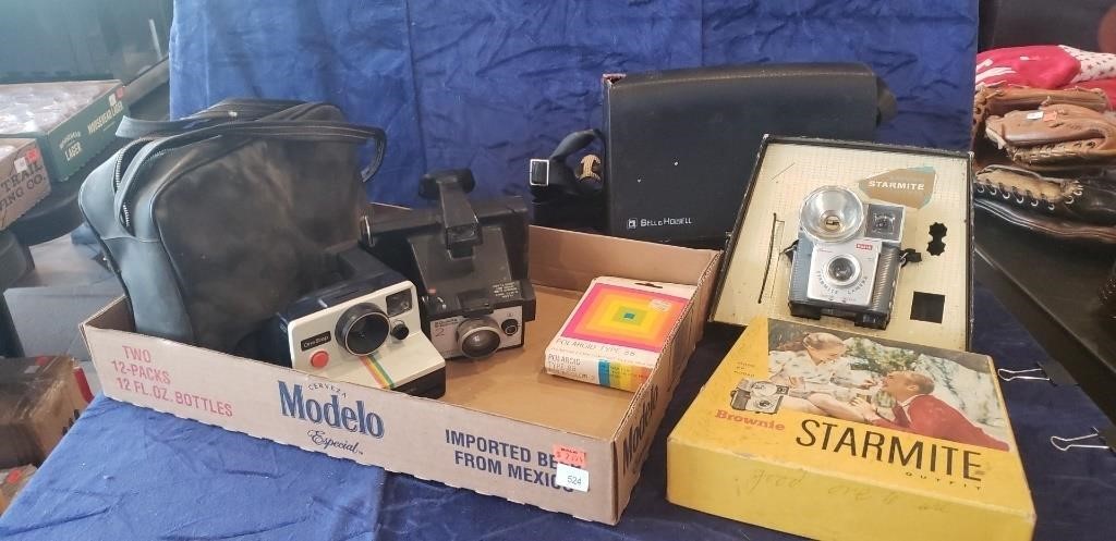 Tray Of Assorted Vintage Cameras & More