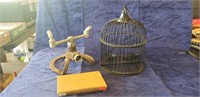 (3) Vintage Items, Bird Cage, Sprinkler & Book
