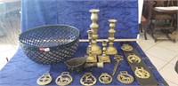 Assorted Brass Items & (1) Metal Basket (Review