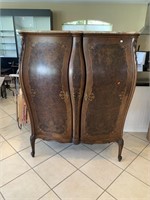 Vtg. Bombe Style Cabinet w/Marble Top Plate