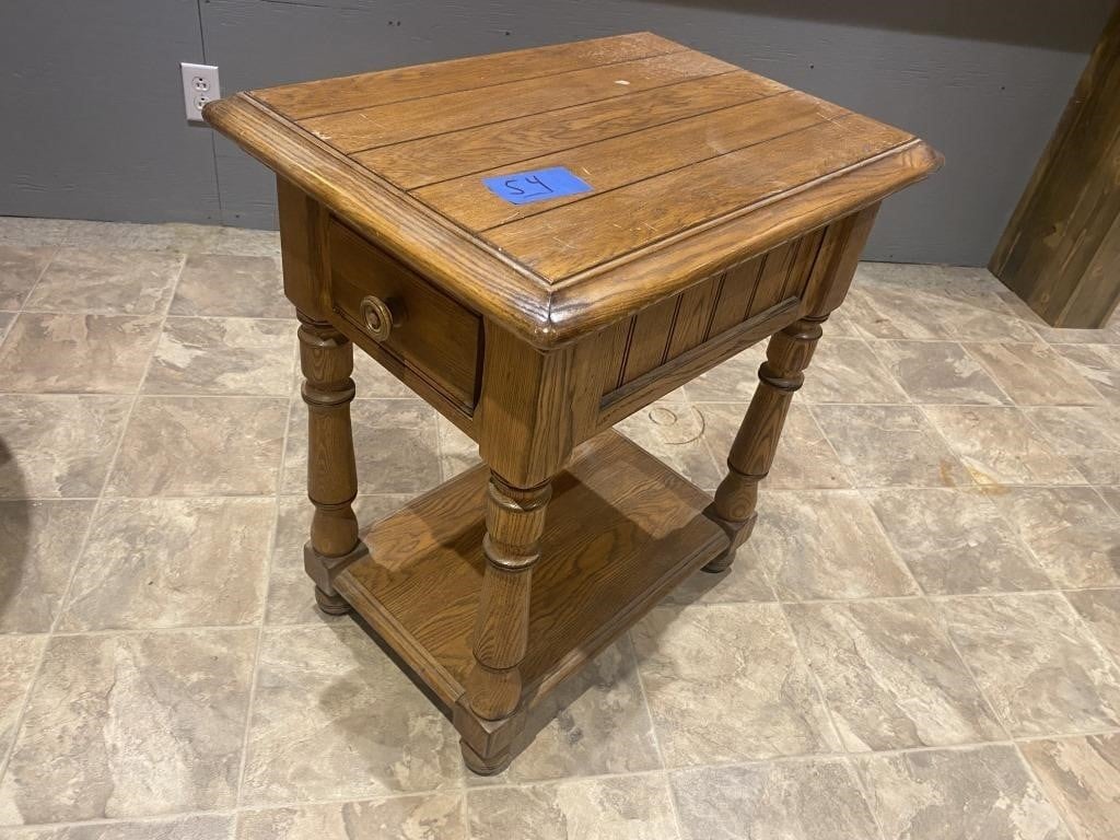 wooden end table with drawer