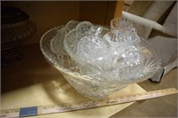 Glass Punch Bowl & Cups Set