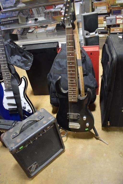 Electric Guitar, Amp, Gig Bag, & Guitar Stand