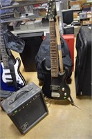 Electric Guitar, Amp, Gig Bag, & Guitar Stand