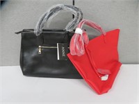 2 LEATHER PURSES - BLACK / RED "ANNE & SHISEIDO"