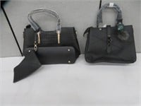 2 LEATHER PURSES BLACK W COIN POUCH & BLACK