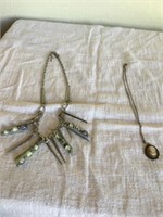 Unique Silver & Bead Necklace & Cameo