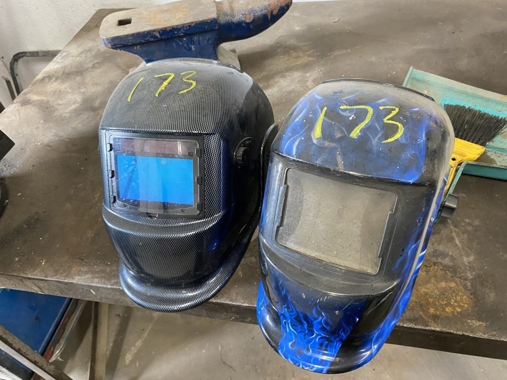 pair of welding helmets