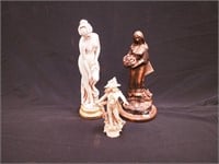 Three statues: 13 1/2" Native American maiden