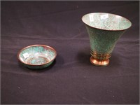 Two Carl Sorenson bronze items: 6" vase and