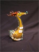 8" Murano glass reindeer with gold interior,