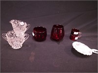 Six vintage items: cranberry sugar and