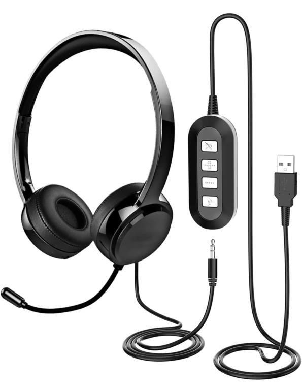 New USB Headset with Microphone for PC Laptop,