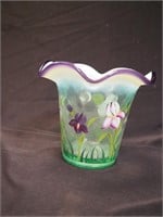 6" Fenton  green vase from the Designer Showcase
