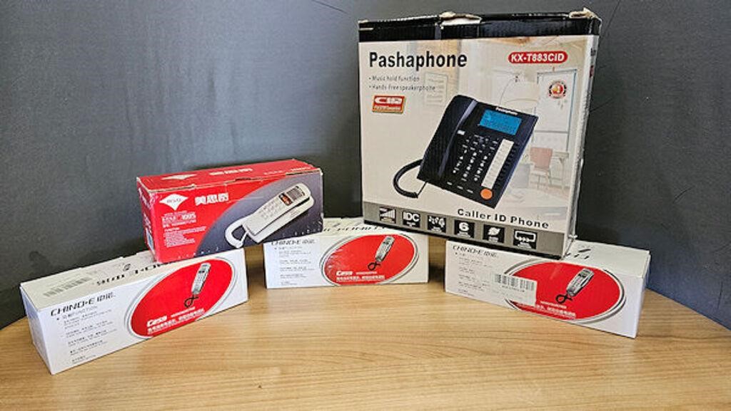 5 NEW TELEPHONES IN BOXES