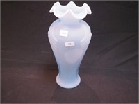 11" misty blue satin plume vase