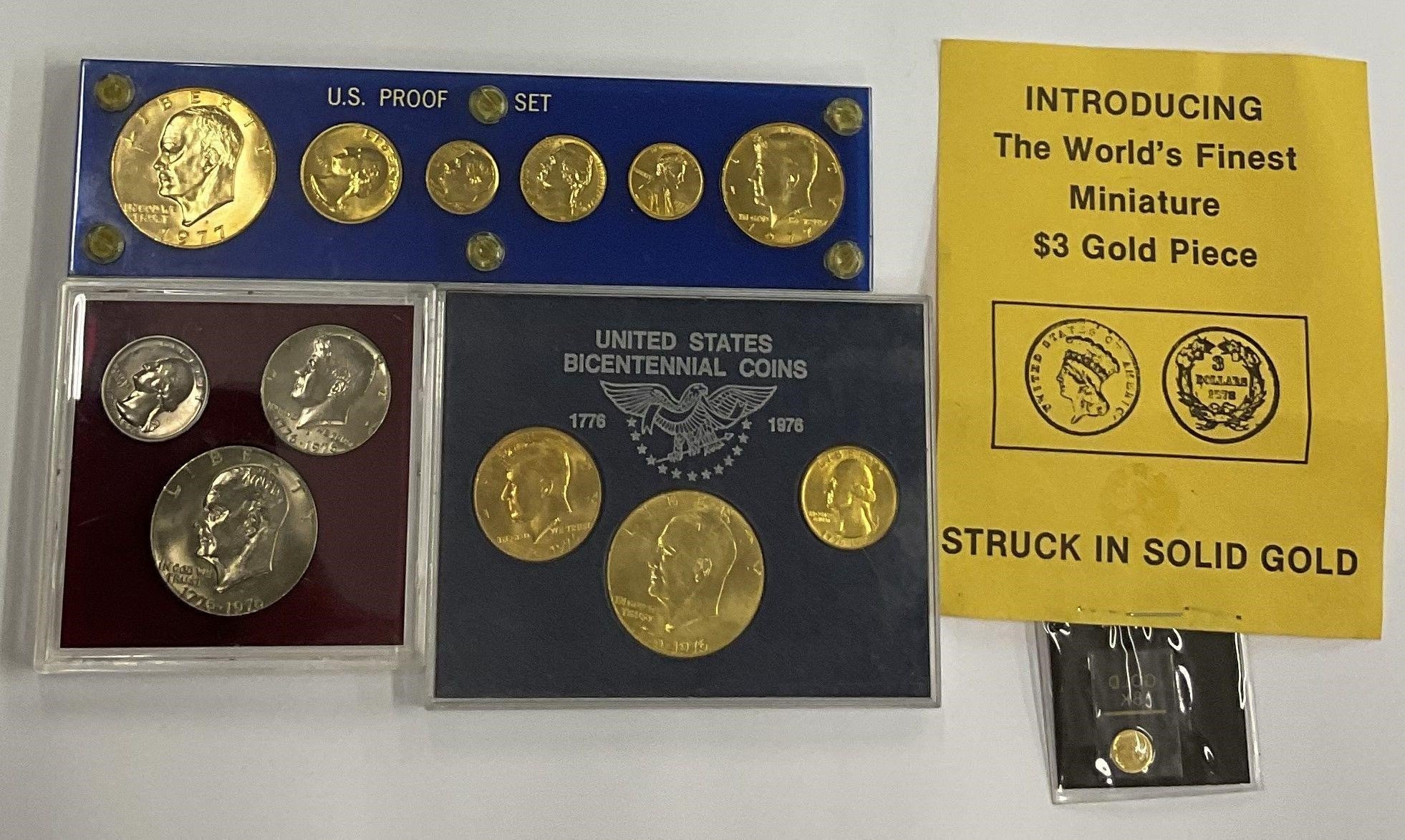 MIXED LOT OF US PROOF BICENTENNIAL GOLD  COINS