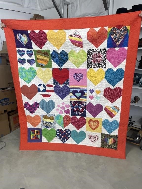 Handmade heart quilt