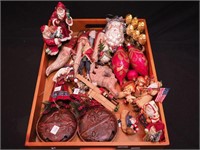 Container of Christmas items, mostly Santa