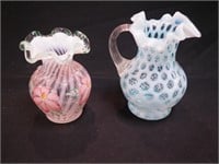 Two Fenton items:  4 1/2" vase from the Meadow