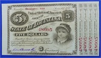 1886 Louisiana $5 Baby Bond