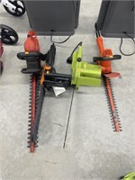 2 Hedge trimmers , 2 electric chainsaws