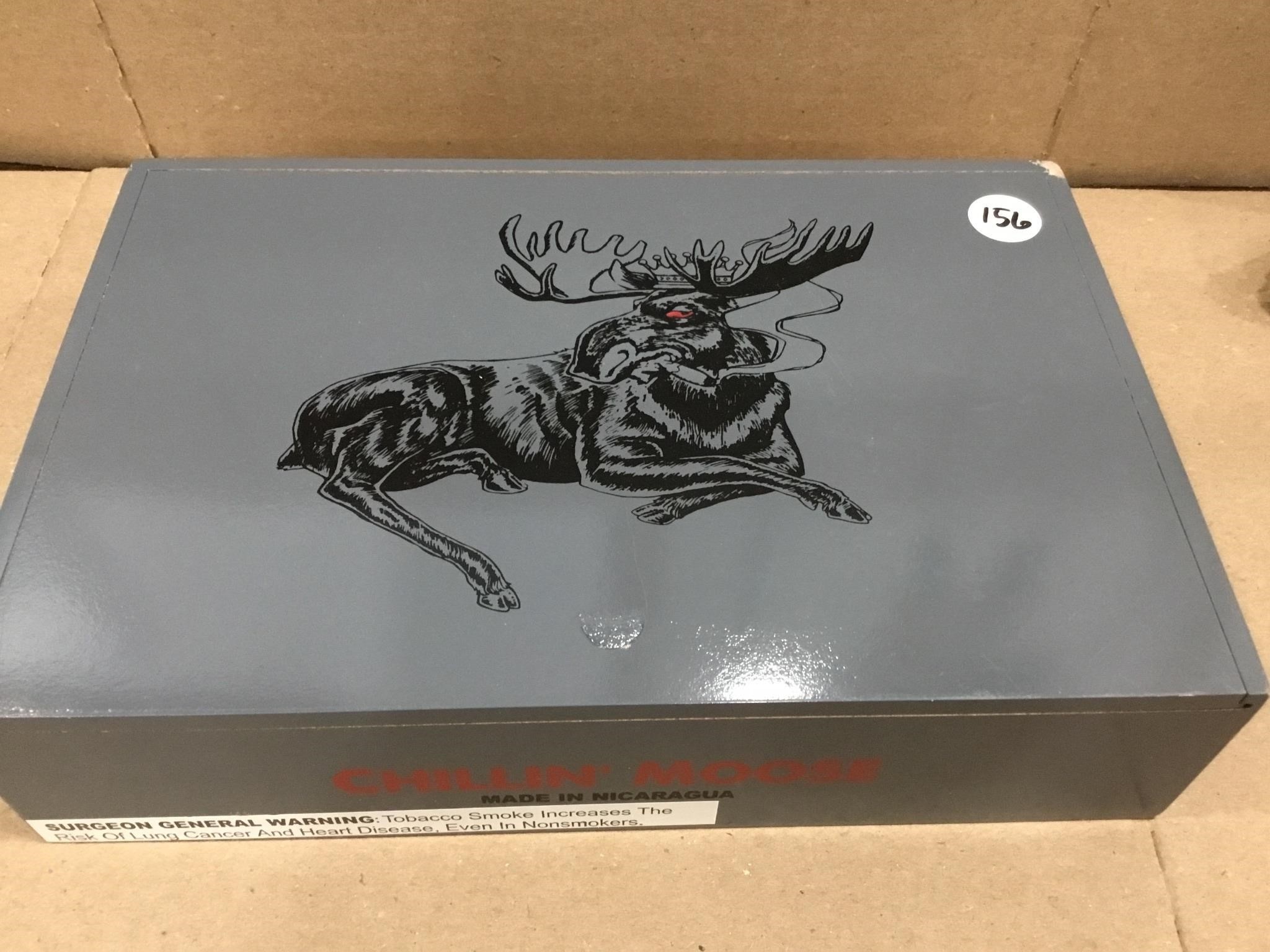 Chillin' Moose Gray Wooden Cigar Box