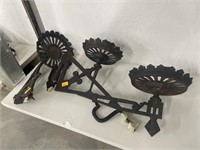 Antique cast iron oil lamp holders