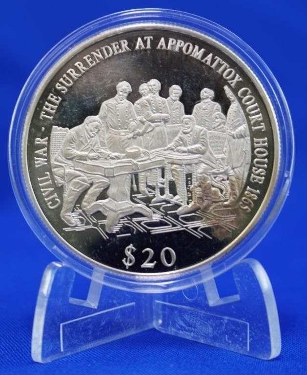 2000 Liberia - Appomatox .999 Silver .64 ozt.