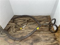Antique ice tongs and horse bit